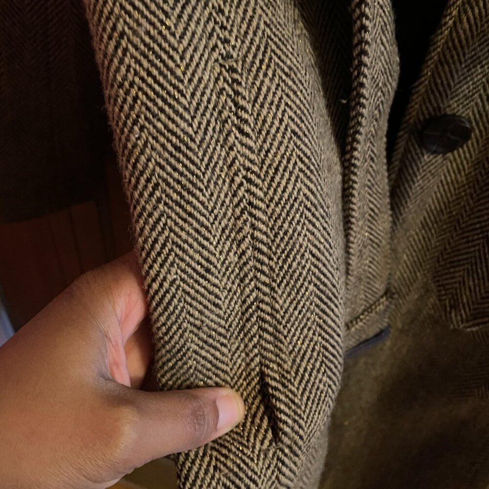 VTG Tailored Flare Fit Herringbone Tweed Wool Blend Coat. Merona, Women's Medium - Picture 9 of 16